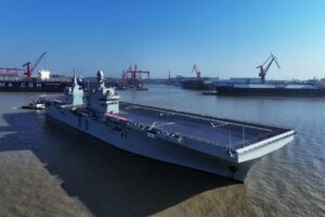 Chinese Type 076 Sichuan Amphibious Assault Ship and Future Drone Carrier Conducts First Sea Trial